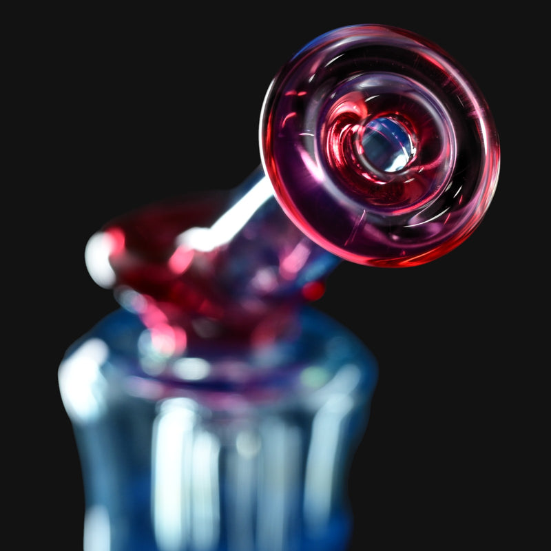 710 Pipes Smoke Shop Kadabra Ghost2 off-axis glass bubbler featuring vibrant red and blue full-color design.