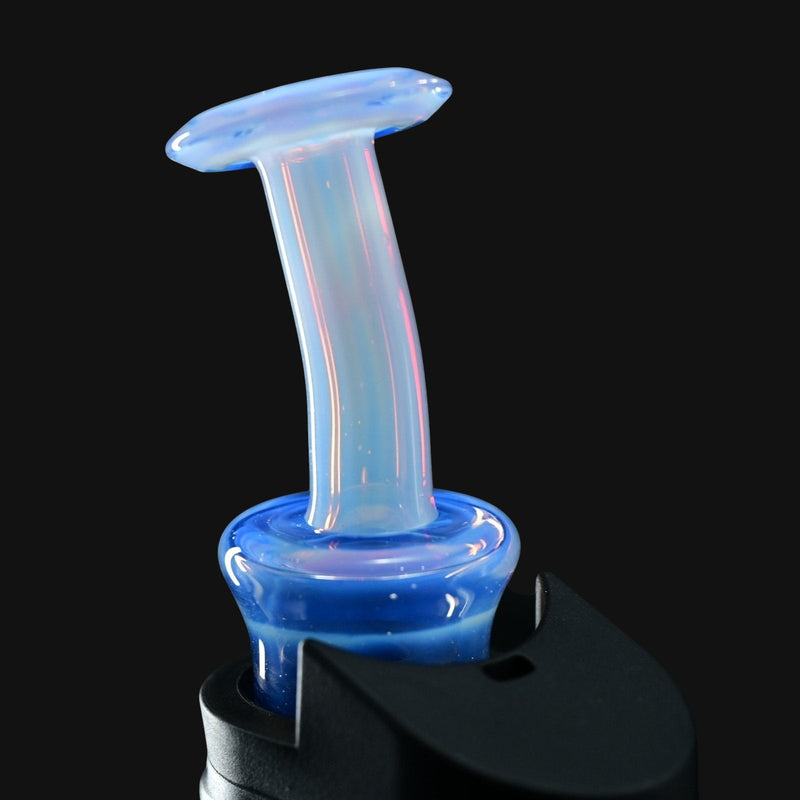 710 Pipes Smoke Shop Kadabra Ghost2 dry top in moonstone glass with a curved neck and iridescent finish.