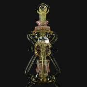 710 Pipes Smoke Shop Kadabra Fully Worked Bubble Bhomber glass rig with millefiori chips, faceted joint, and opal marble.
