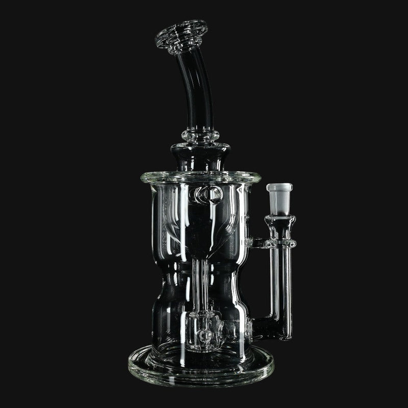 Clear glass Kadabra Hourglass Torus Incycler dab rig from 710 Pipes Smoke Shop with a unique recycler design.