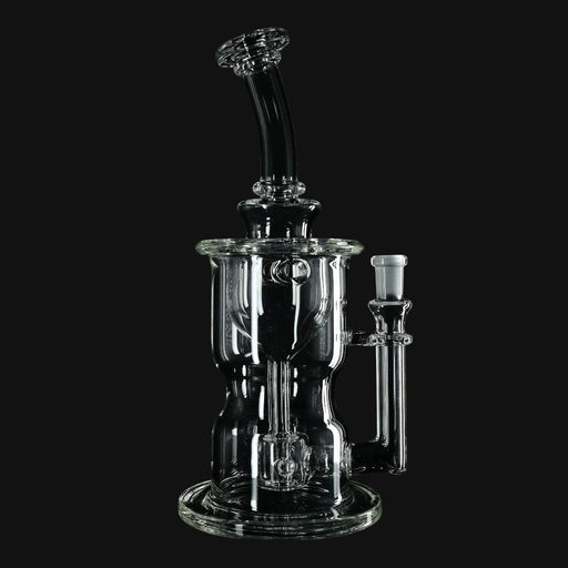 Clear glass Kadabra Hourglass Torus Incycler dab rig from 710 Pipes Smoke Shop with a unique recycler design.