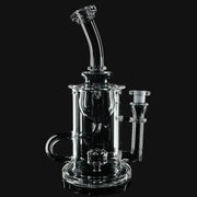 710 Pipes Smoke Shop Kadabra Klein Torus clear glass dab rig with 10mm joint and intricate recycler design.