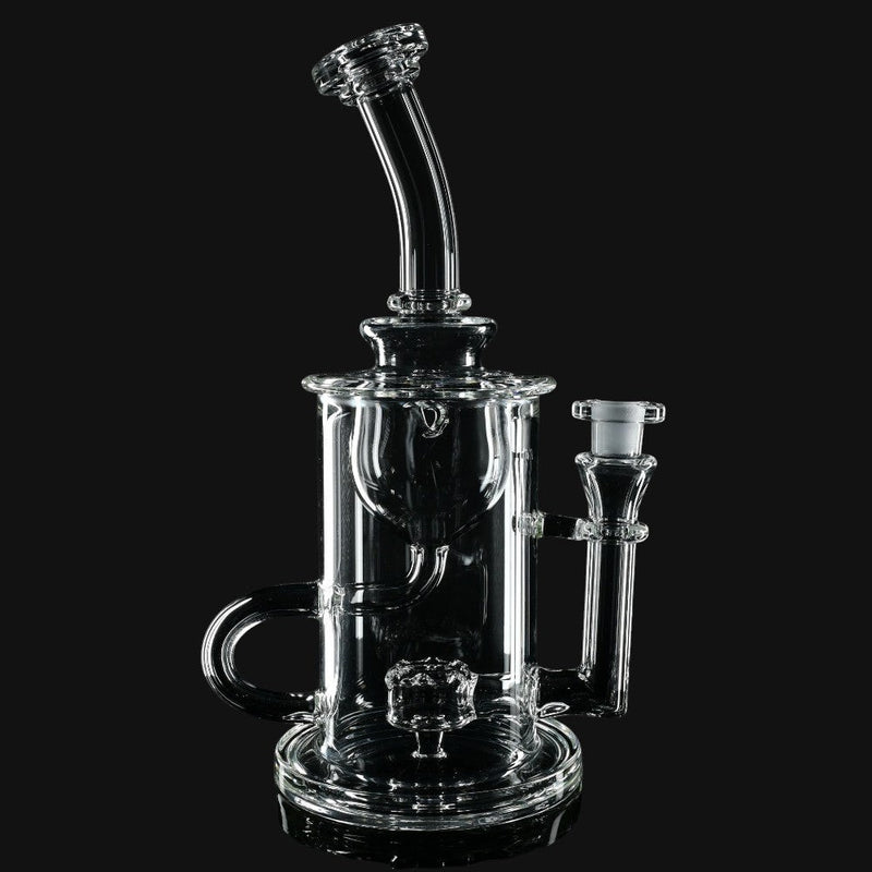 710 Pipes Smoke Shop Kadabra Klein Torus clear glass dab rig with 10mm joint and intricate recycler design.