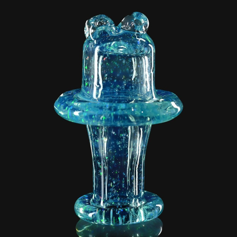 710 Pipes Smoke Shop Kadabra Meta spinner cap in blue glass with crushed opal for 25mm bangers