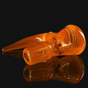 710 Pipes Smoke Shop Kadabra worked orange glass slide with white opal horn accent and blown-in screen.