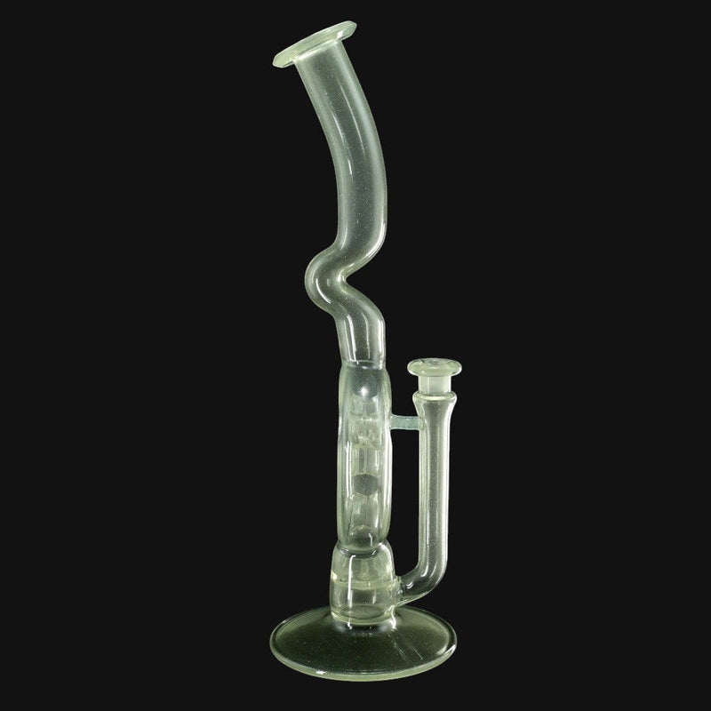 710 Pipes Smoke Shop Kadabra purple cream CFL glass Swiss rig with a 10mm joint and unique bent neck design.