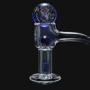 710 Pipes Smoke Shop Kadabra Slurper Set #5 featuring a blue dichroic glass marble and terp pearls in clear quartz.