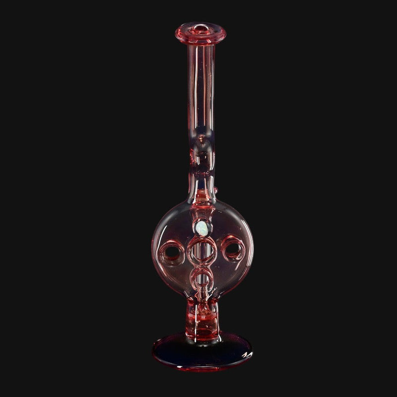 710 Pipes Smoke Shop Kadabra Swiss rig in translucent Neo Phoenix Purple Rain glass with a unique circular percolator design.