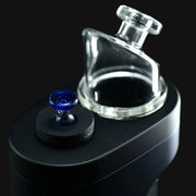 710 Pipes Smoke Shop Kadabra Switch2 clear and blue glass joystick carb cap for dabbing on a black background