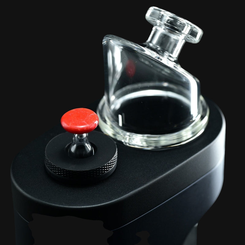 710 Pipes Smoke Shop Kadabra Switch2 clear glass joystick carb cap with a red top on a Dr. Dabber Switch 2