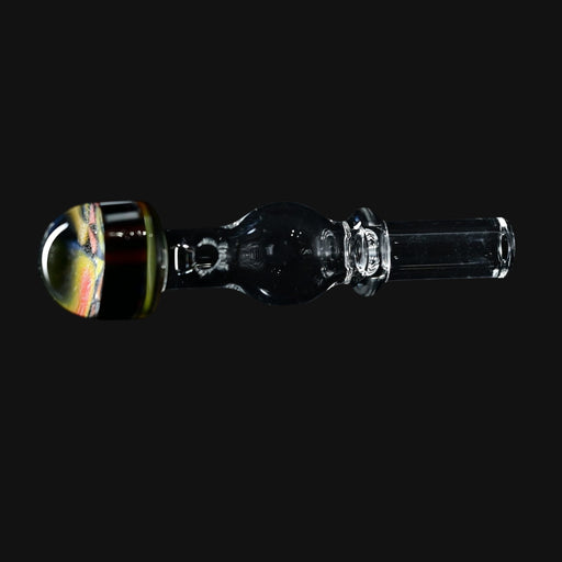 710 Pipes Smoke Shop Kadabra Dr. Dabber Switch2 Milli glass joystick carb cap with colorful patterned head and clear stem.