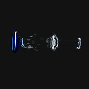 710 Pipes Smoke Shop Kadabra Switch2 clear glass joystick carb cap with a vibrant blue glass top accent.