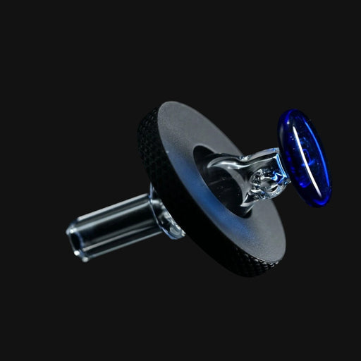 Kadabra Switch2 clear and blue glass joystick carb cap from 710 Pipes Smoke Shop with a textured black base.