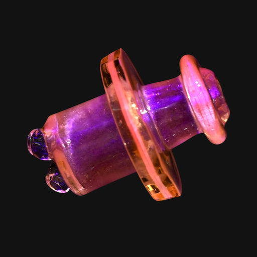 710 Pipes Smoke Shop Kadabra Switch2 faceted spinner cap in orange shimmer glass with purple accents.