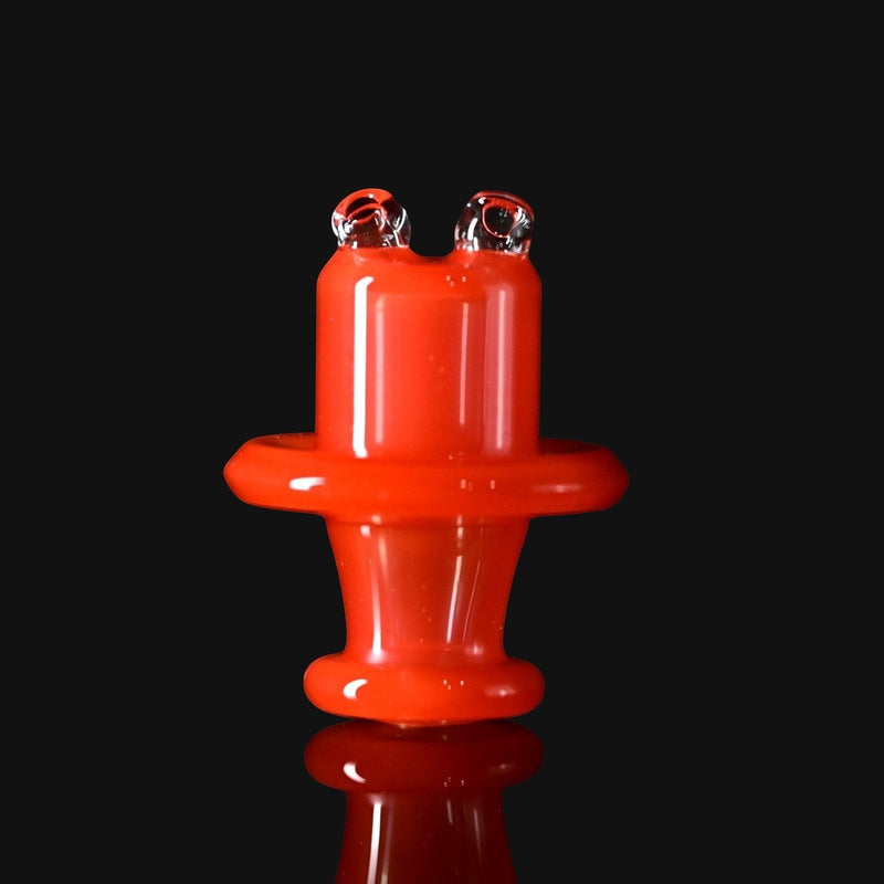 710 Pipes Smoke Shop Kadabra Switch2 glass spinner cap in hot sauce orange with dual airflow intake ports.