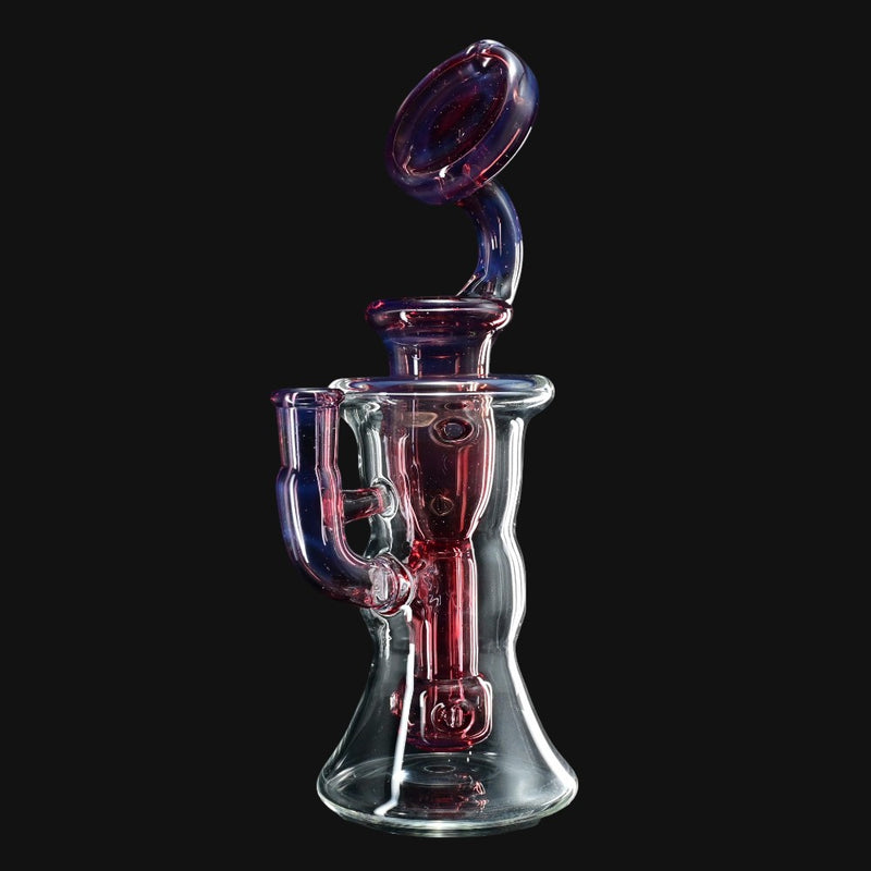 710 Pipes Smoke Shop Kovacs Glass Torus Incycler Set, clear glass with red and blue accents, 10mm joint.
