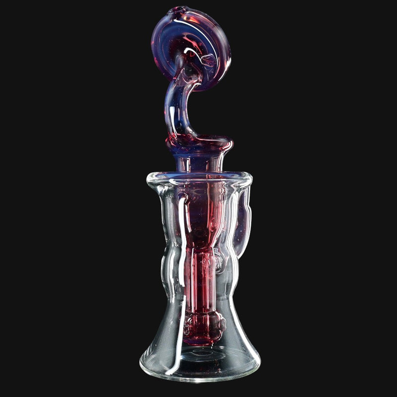 710 Pipes Smoke Shop Kovacs Glass Torus Incycler Set, clear glass with red and blue accents, 10mm joint.