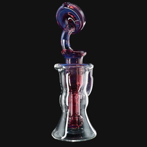 710 Pipes Smoke Shop Kovacs Glass Torus Incycler Set, clear glass with red and blue accents, 10mm joint.
