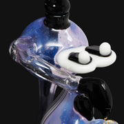 710 Pipes Smoke Shop Lee Machine Linework Yoshi Recycler glass rig with blue swirls and black accents. Includes dabber.