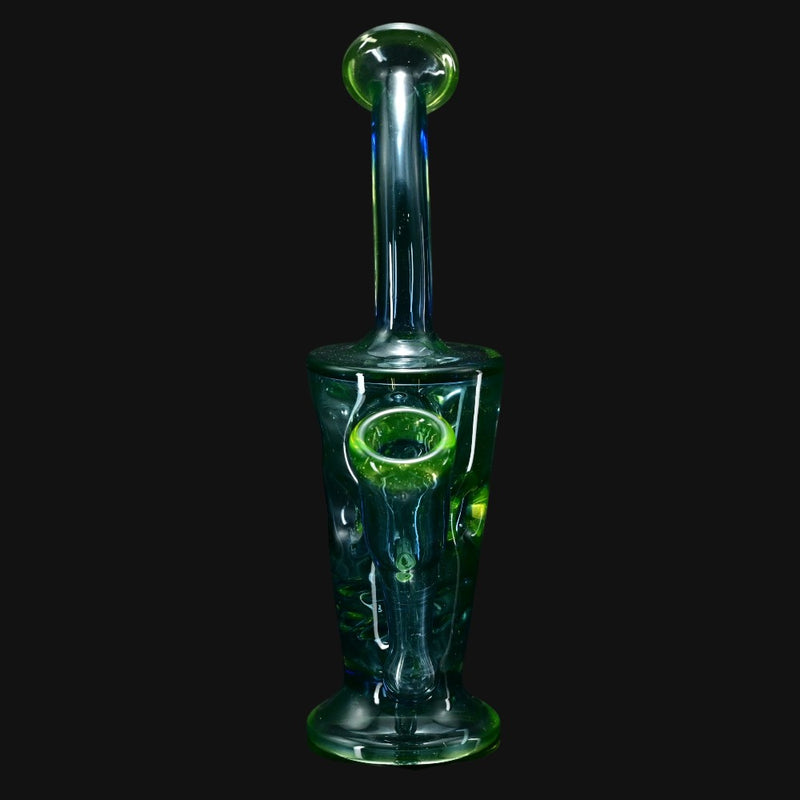 710 Pipes Smoke Shop LICIT Glass Savage Pico Rig, a small green glass dab rig with two turbine percs and a 10mm joint.