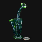 710 Pipes Smoke Shop LICIT Glass Savage Pico Rig, a small green glass rig with two turbine percs and a 10mm joint.