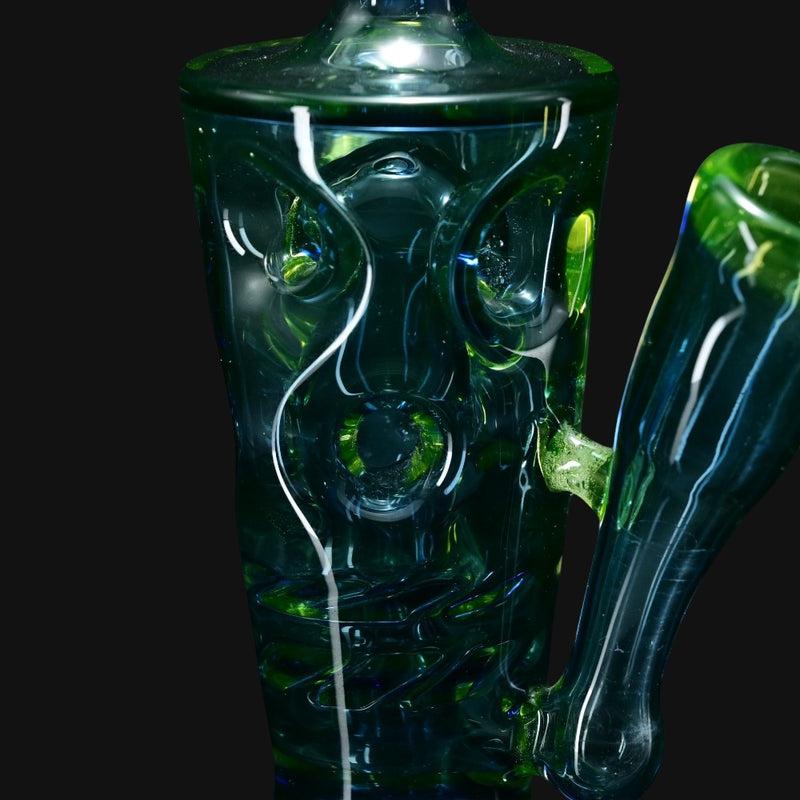 710 Pipes Smoke Shop LICIT Glass Savage Pico Rig, a 5.25" UV-reactive glass water pipe with 2 turbine percs and a 10mm joint.