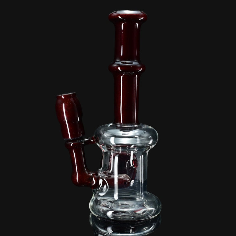 710 Pipes Smoke Shop Local Water Pipe 100, clear glass with dark red accents, bubbler design.