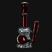 710 Pipes Smoke Shop Local Water Pipe 100, a dark red glass water pipe with a clear glass chamber and a circular base.