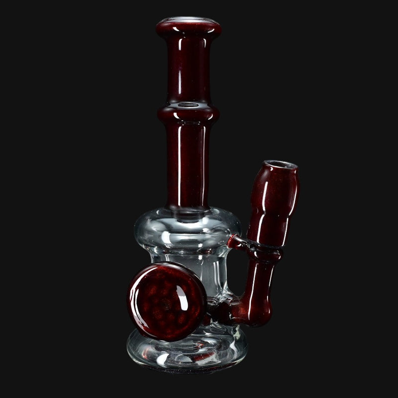 710 Pipes Smoke Shop Local Water Pipe 100, a dark red glass water pipe with a clear glass chamber and a circular base.