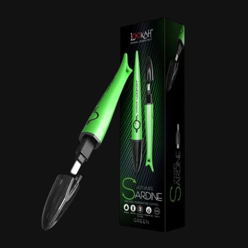 710 Pipes Smoke Shop Lookah Sardine green electric hot knife dab tool with ceramic tip and protective travel cap