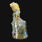 710 Pipes Smoke Shop Lyric Princess Rig in purple and yellow glass with intricate details.