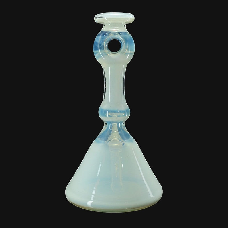 710 Pipes Smoke Shop Mad Machete Matt Full Color Jammer, white glass with blue swirls, unique design
