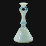710 Pipes Smoke Shop Mad Machete Matt Full Color Jammer, a white glass water pipe with a flared base and a unique neck design.