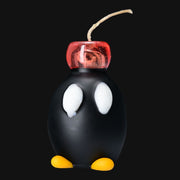 710 Pipes Smoke Shop Sandberg Large Mario Bomb glass pipe in black with red top, white eyes, and yellow feet