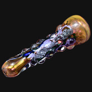 710 Pipes Smoke Shop Matty White ISO bumpy glass one hitter pipe with intricate swirling patterns and gold fuming