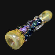 710 Pipes Smoke Shop Matty White glass one hitter pipe with bumpy textured surface and iridescent blue accents