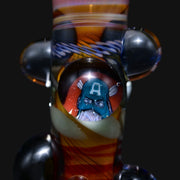 710 Pipes Smoke Shop Matty White glass one hitter pipe featuring a detailed Captain America marble inlay