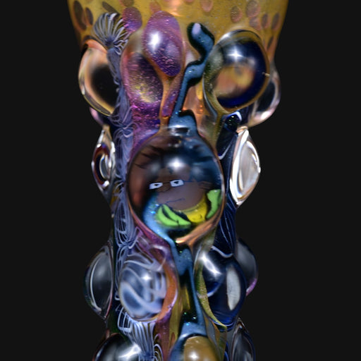 710 Pipes Smoke Shop Matty White glass one hitter pipe with bumpy texture and Futurama character millie design
