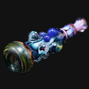 710 Pipes Smoke Shop Matty White Xtreme glass one hitter pipe with mushroom, reversal, and milli glass art details.