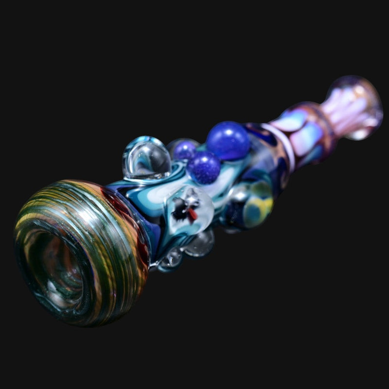 710 Pipes Smoke Shop Matty White Xtreme glass one hitter pipe with mushroom, reversal, and milli glass art details.