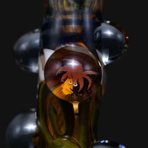 710 Pipes Smoke Shop Matty White glass one hitter pipe featuring a detailed Sideshow Bob character marble inlay