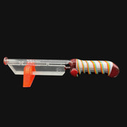 710 Pipes Smoke Shop MD Glass x Kadabra Blade dab rig with rainbow stripes and red accents, 14 inches long, 10mm joint.