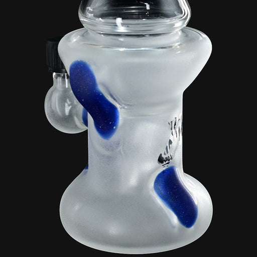 710 Pipes Smoke Shop Moocah Glass bottle with blue color uptake accents, 8 inches tall, 10mm joint.