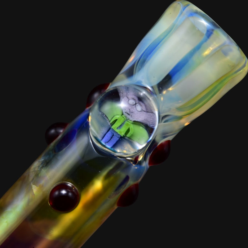 710 Pipes Smoke Shop glass one hitter pipe featuring a Mr. Mackey character