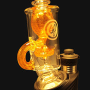 710 Pipes Smoke Shop OJ Flame Incycler Peak Top with amber glass and gold logo.