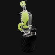 710 Pipes Smoke Shop OJ Flame Incycler Peak Top - Double Dose, clear glass with lime green accents and black base.