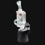 710 Pipes Smoke Shop OJ Flame Incycler Peak Top glass water pipe with a black base and silver accents.
