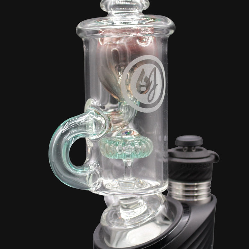 710 Pipes Smoke Shop OJ Flame Incycler Peak Top - Nemo glass attachment with a unique swirl design and a green recycler.