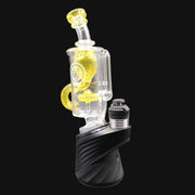 710 Pipes Smoke Shop OJ Flame Incycler Peak Top with yellow accents and glass percolator