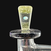 710 Pipes Smoke Shop yellow glass tower cap with embedded opal accent and internal bubbles.